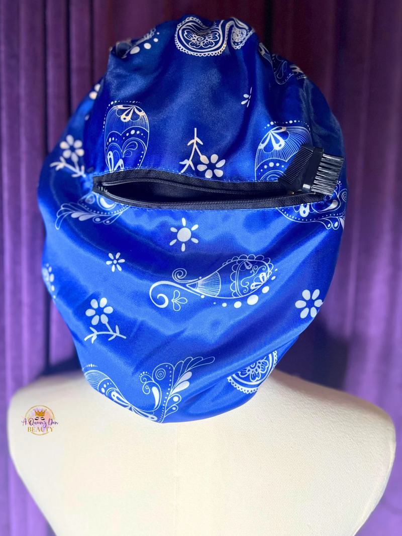 Paisley Hair Bonnet with Storage